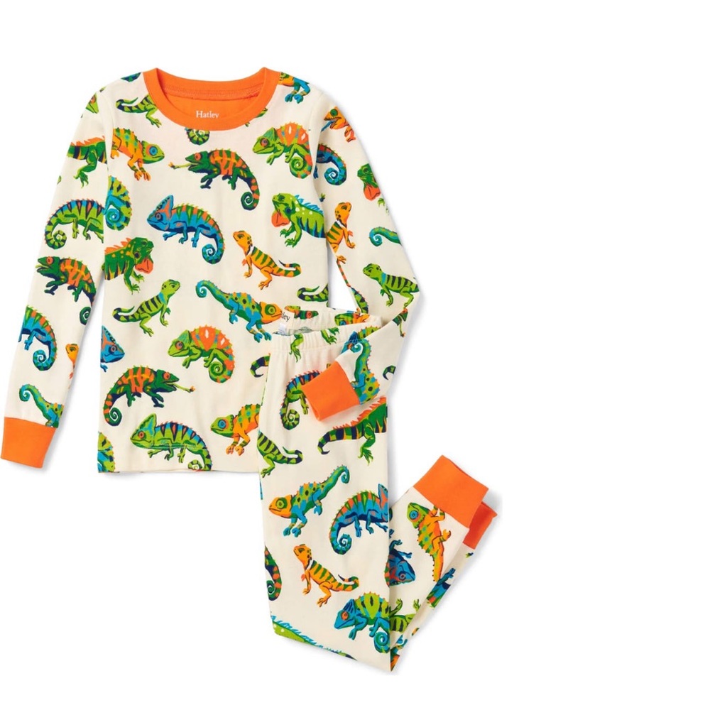 Hatley Kids' Friendly Chameleon Fitted Cotton Pajamas